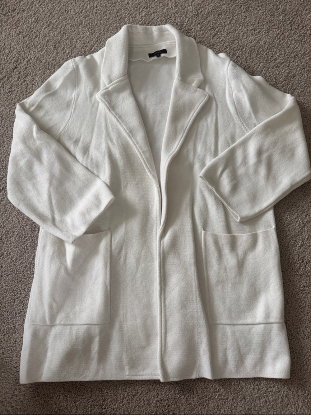Quince White Open-Front Knit Coatigan